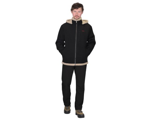 Куртка СИРИУС-ШТУРМ мужская с капюшоном демисезонная, черная