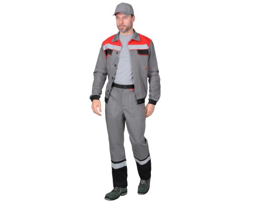 Костюм СИРИУС 5120 куртка, брюки средне-серый с красным и СОП