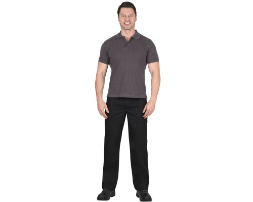 Рубашка-поло серая короткие рукава с манжетом, пл.180 г/м2