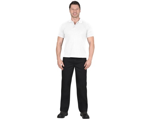 Рубашка-поло белая короткие рукава с манжетом, пл.180 г/м2