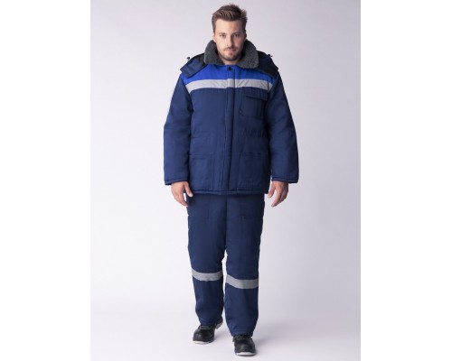 Куртка зимняя Бригада СОП (Смесовая, 210), темно-синий/васильковый