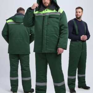 Костюм зимний Квайл-1 СОП (тк.Смесовая,210) брюки, т.зеленый/желтый