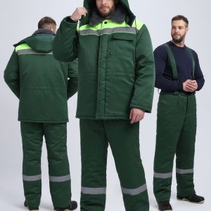 Костюм зимний Квайл-1 СОП (тк.Смесовая,210) брюки, т.зеленый/желтый