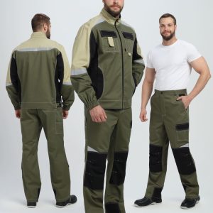 Костюм Вектрон-1 (тк.Смесовая МВО,240) брюки, хаки/черный/бежевый