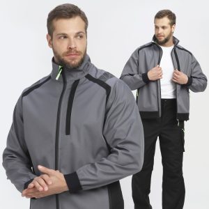 Куртка ProfLineLeader (тк.Софтшел), серый/черный