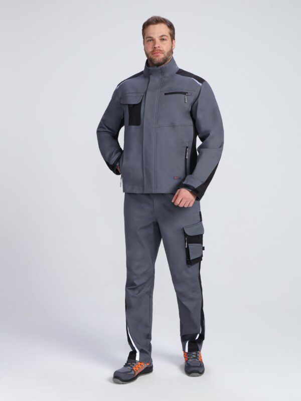 Куртка ProfLineLeader (тк.Хлопок/Спандекс,260), серый/черный