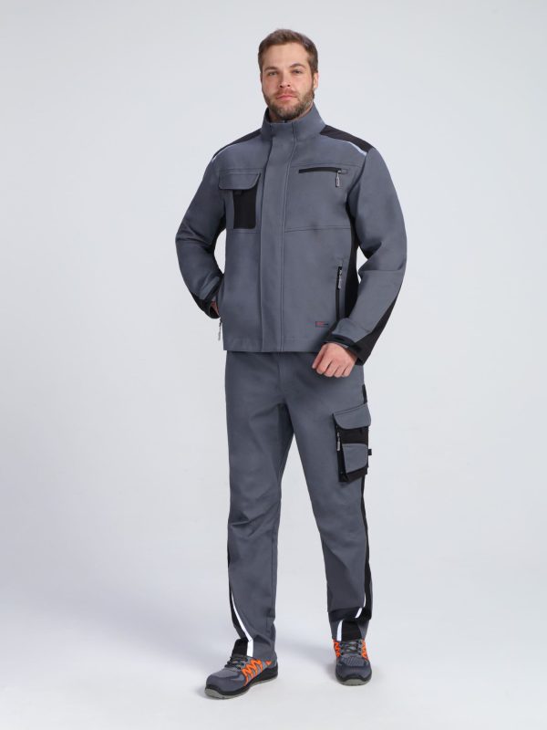 Куртка ProfLineLeader (тк.Хлопок/Спандекс,260), серый/черный