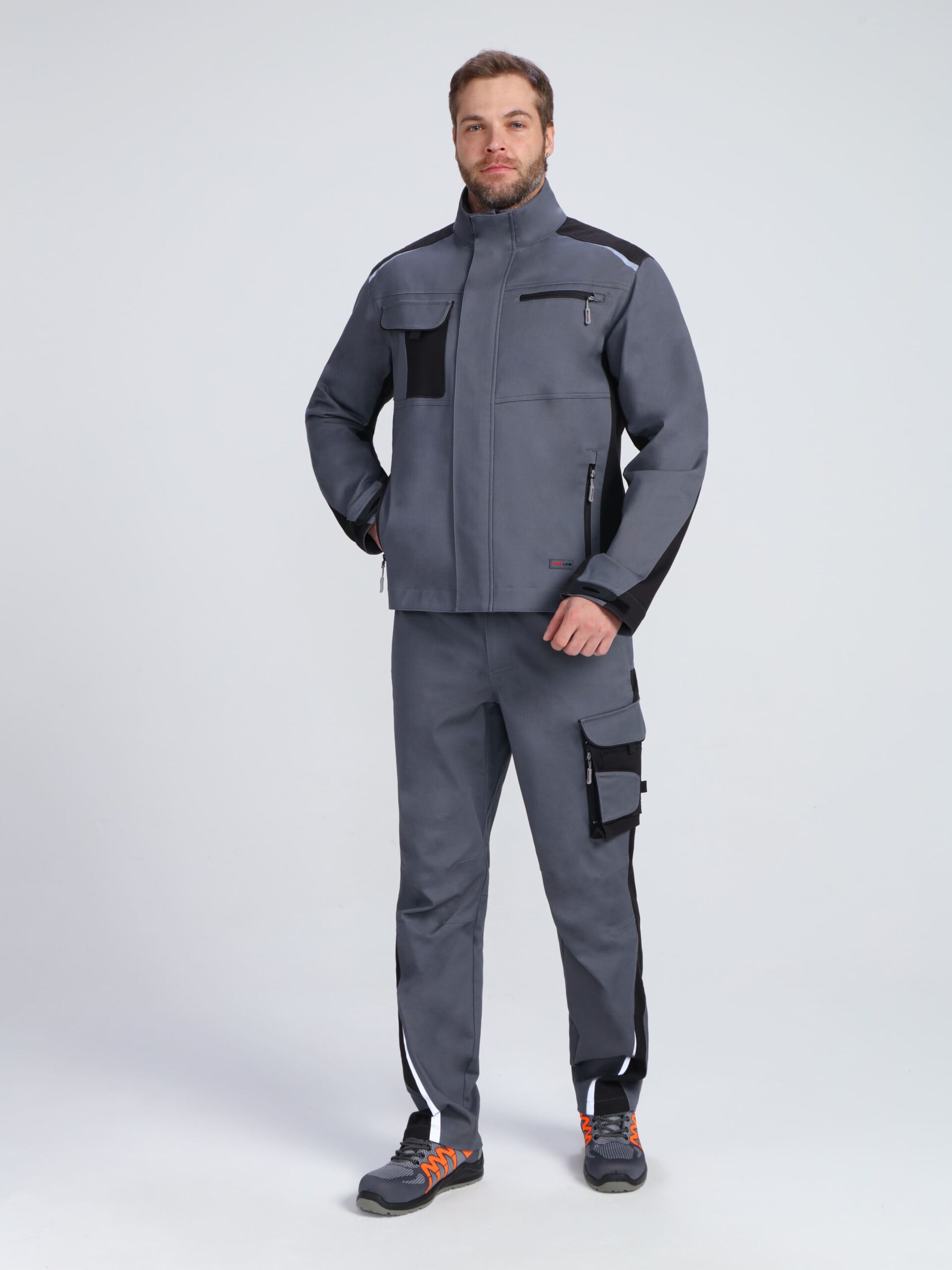 Куртка ProfLineLeader (тк.Хлопок/Спандекс,260), серый/черный