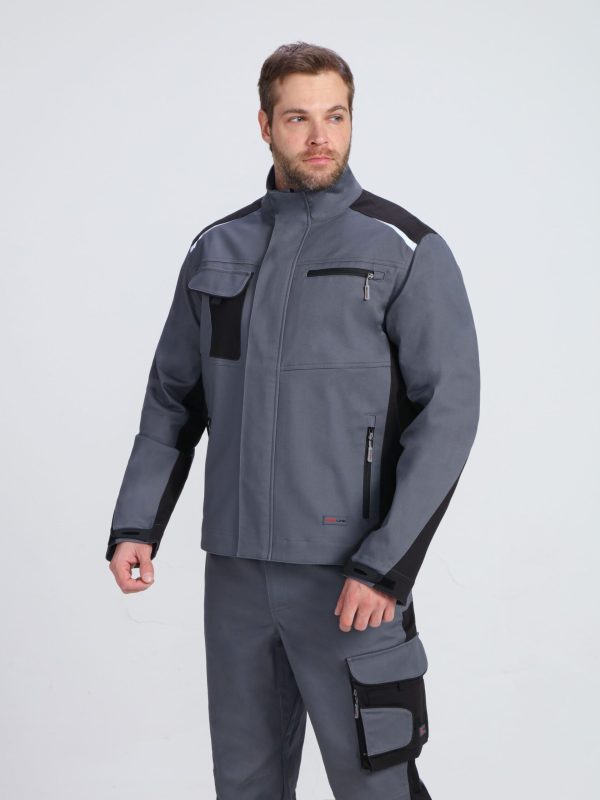 Куртка ProfLineLeader (тк.Хлопок/Спандекс,260), серый/черный