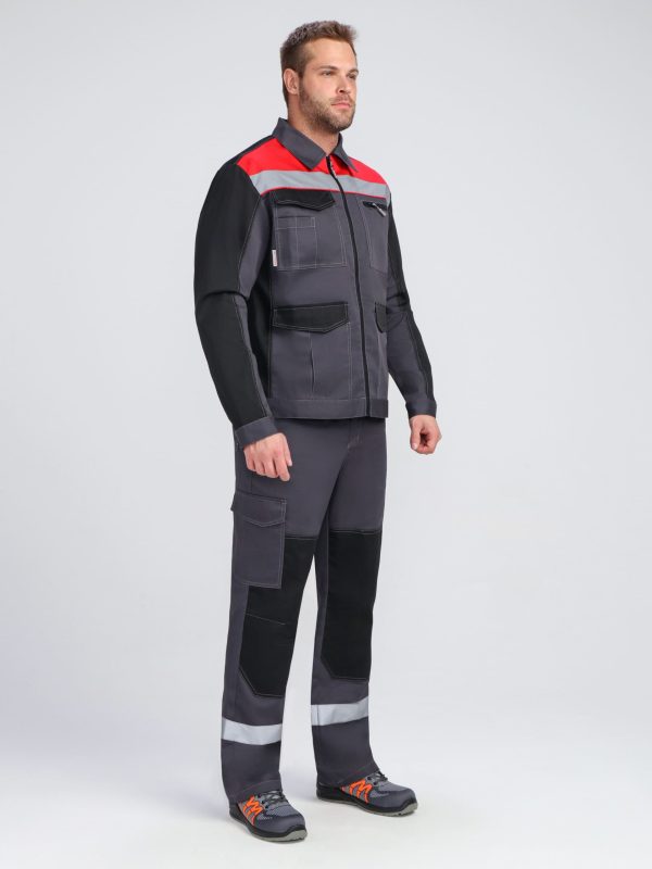 Костюм ProfLineBase-2 (тк.Твил,210) п/к, т.серый/черный/красный
