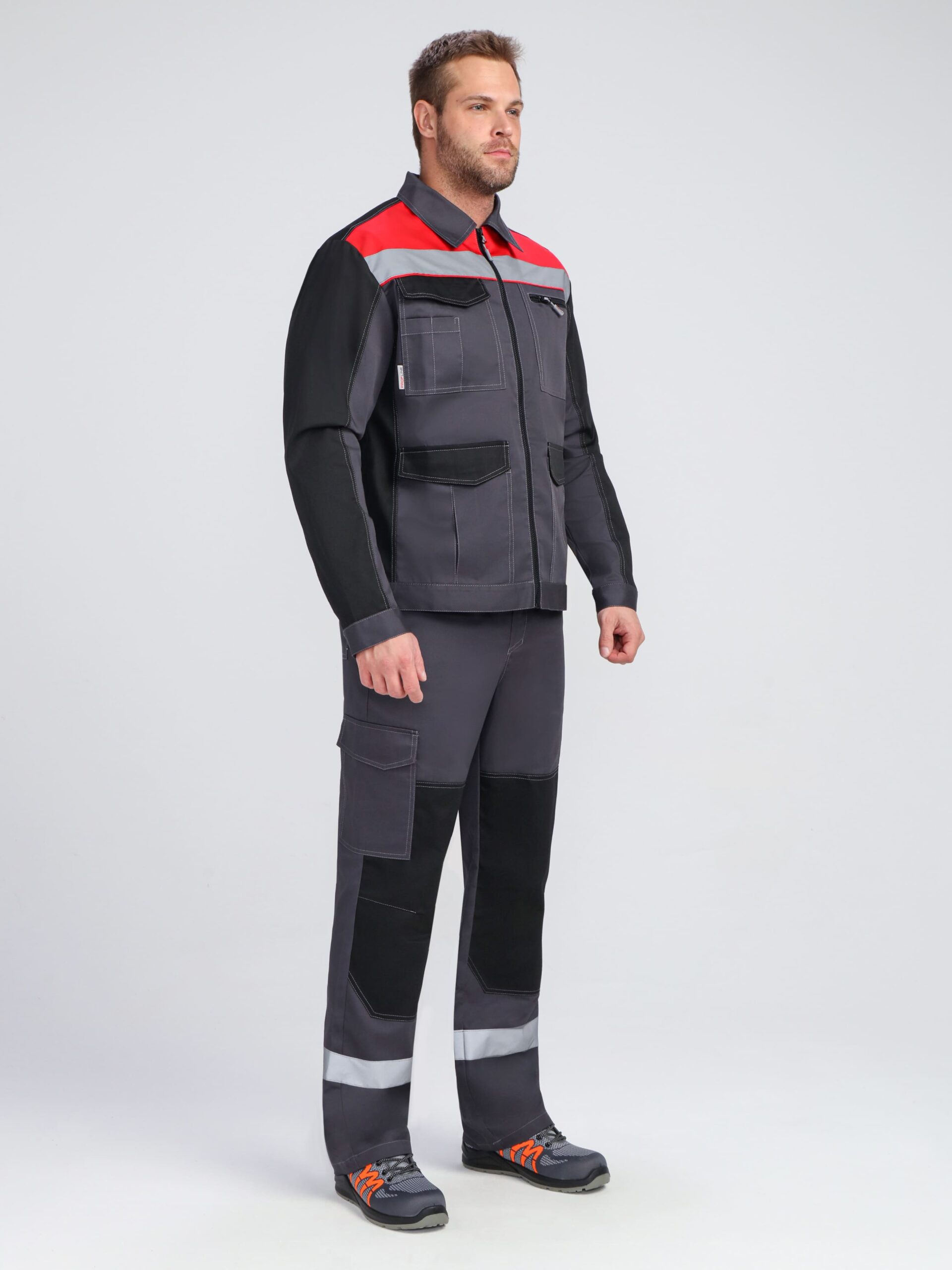 Костюм ProfLineBase-2 (тк.Твил,210) п/к, т.серый/черный/красный