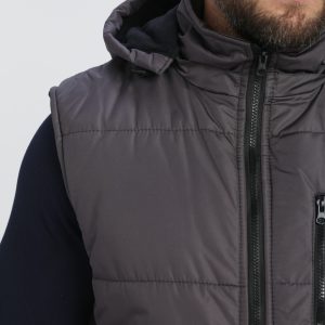 Жилет утепленный с капюшоном Резко (тк.Таслан,135), т.серый
