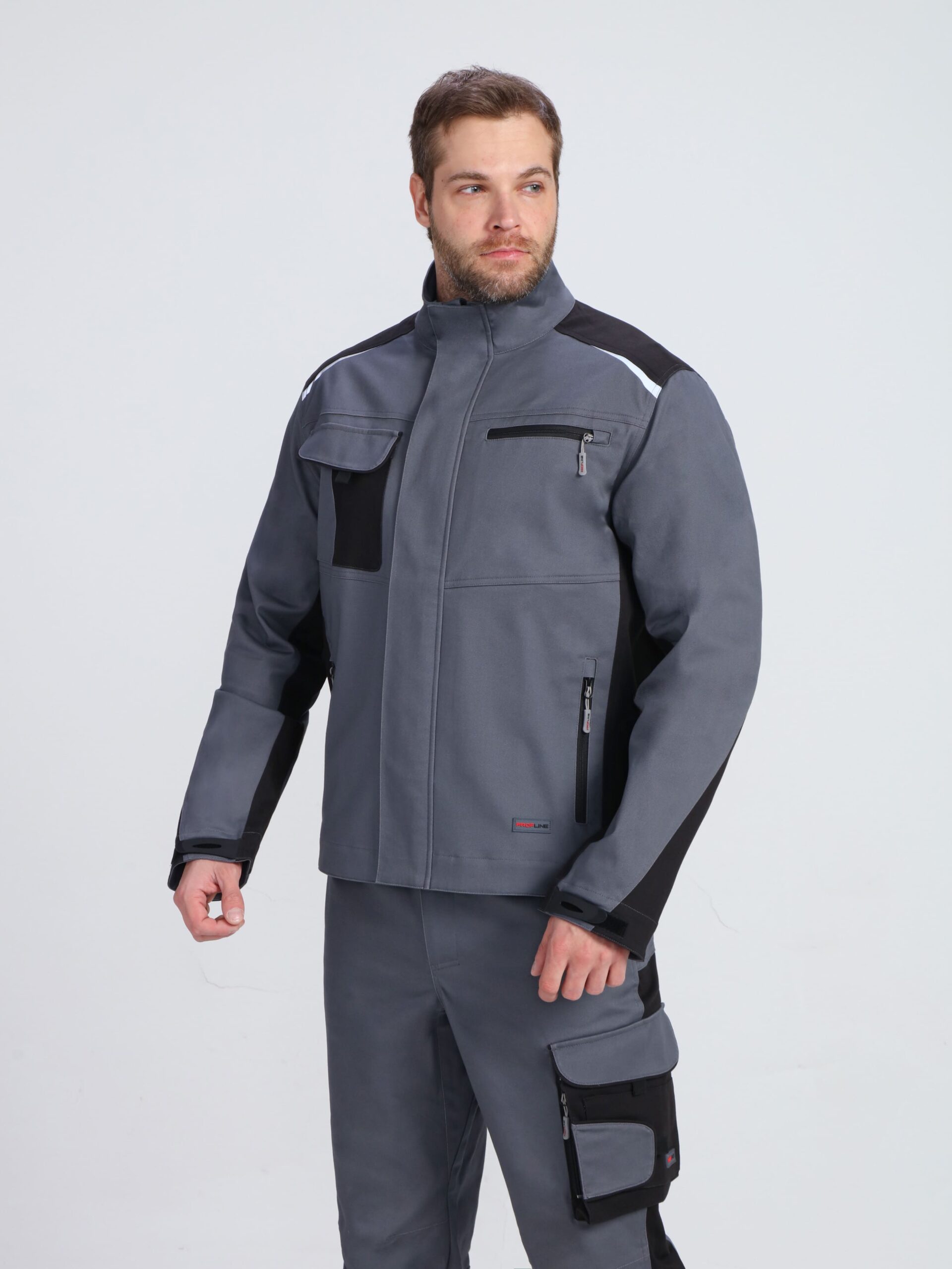 Костюм ProfLineLeader-2 (тк.Хлопок/Спандекс,260) п/к, серый/черный