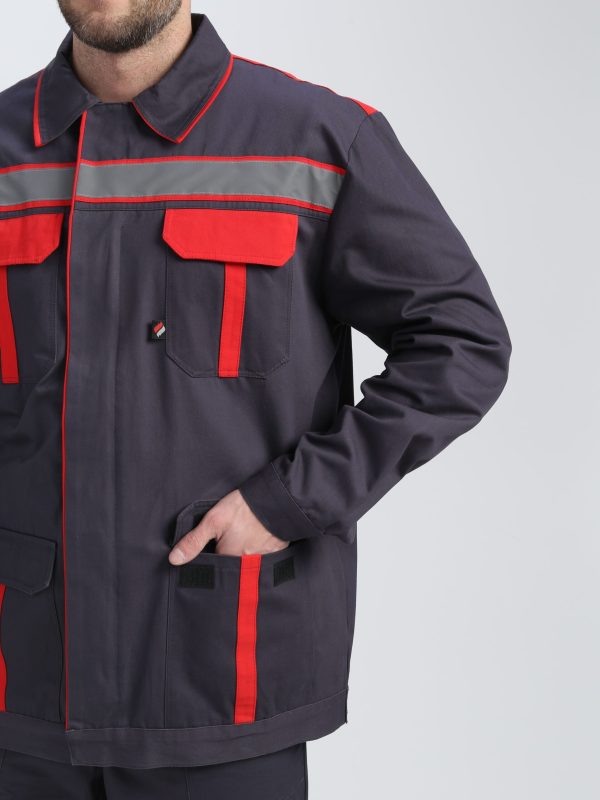 Костюм Итрорис-1 СОП (тк.Саржа,250) брюки, т.серый/красный