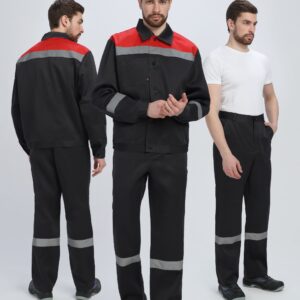 Костюм Лигор-1 СОП (тк.Смесовая,210) брюки, черный/красный