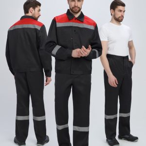 Костюм Лигор-1 СОП (тк.Смесовая,210) брюки, черный/красный