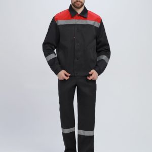 Костюм Лигор-1 СОП (тк.Смесовая,210) брюки, черный/красный