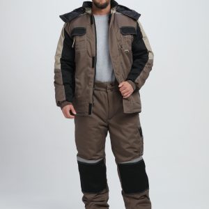 Костюм зимний Вектрон-1 (тк.Смесовая,240) брюки, коричневый/черный/бежевый