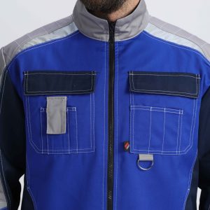 Костюм Вектрон-1 (тк.Смесовая,240) брюки, васильковый/т.синий/св.серый