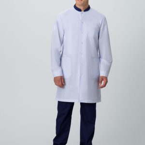 Халат мужской MedLine Марк (тк.Смесовая,120), белый/т.синий