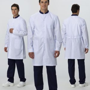 Халат мужской MedLine Марк (тк.Смесовая,120), белый/т.синий