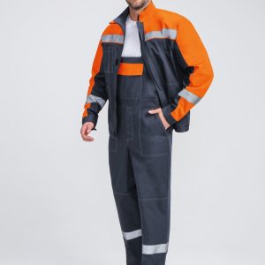 Костюм Бриготек-2 СОП (тк.Смесовая,260) п/к, т.серый/оранжевый