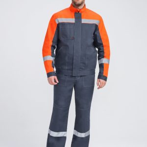 Костюм Бриготек-2 СОП (тк.Смесовая,260) п/к, т.серый/оранжевый