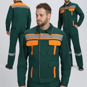 Костюм Итрорис-1 СОП (тк.Саржа,250) брюки, т.зеленый/оранжевый