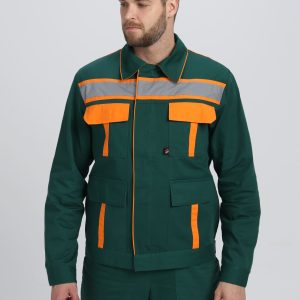 Костюм Итрорис-1 СОП (тк.Саржа,250) брюки, т.зеленый/оранжевый