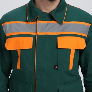 Костюм Итрорис-1 СОП (тк.Саржа,250) брюки, т.зеленый/оранжевый