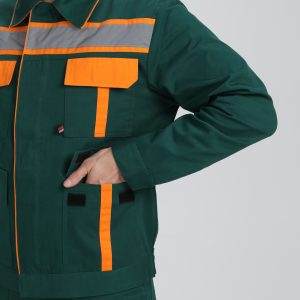 Костюм Итрорис-1 СОП (тк.Саржа,250) брюки, т.зеленый/оранжевый