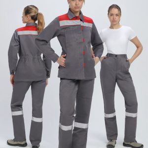 Костюм женский Веснис-1 СОП (тк.Смесовая,210) брюки, т.серый/красный