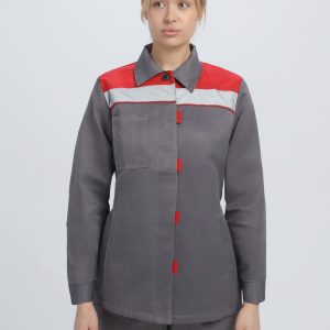 Костюм женский Веснис-1 СОП (тк.Смесовая,210) брюки, т.серый/красный