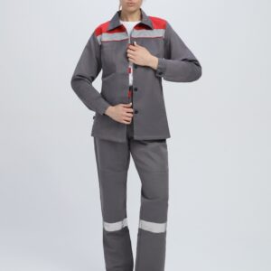 Костюм женский Веснис-1 СОП (тк.Смесовая,210) брюки, т.серый/красный