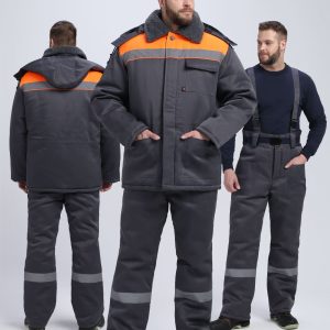 Костюм зимний на пуговицах Квайл-1 СОП (тк.Смесовая,210) брюки, т.серый/оранжевый