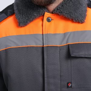 Костюм зимний на пуговицах Квайл-1 СОП (тк.Смесовая,210) брюки, т.серый/оранжевый