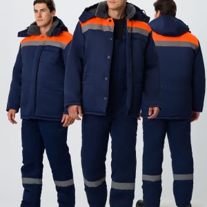 Костюм зимний на пуговицах Квайл-2 СОП (тк.Смесовая,210) п/к, т.синий/оранжевый