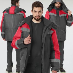 Куртка зимняя Лигор СОП (тк.OxLine,90), т.серый/красный