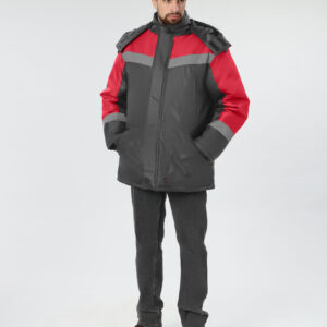 Куртка зимняя Лигор СОП (тк.OxLine,90), т.серый/красный