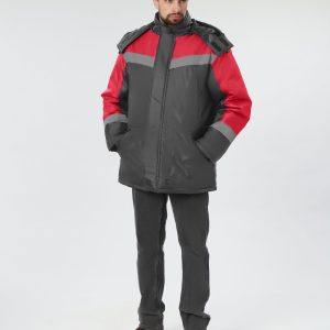 Куртка зимняя Лигор СОП (тк.OxLine,90), т.серый/красный