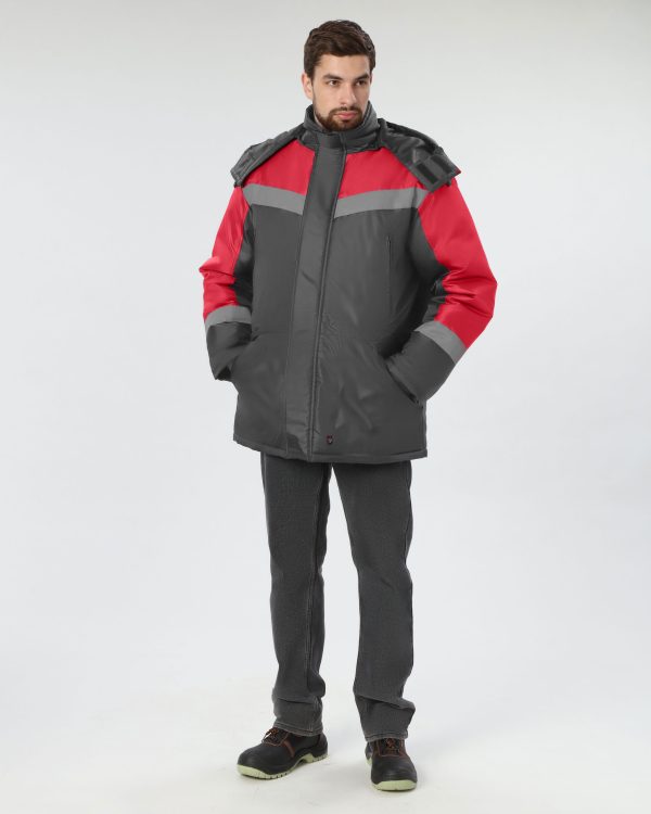 Куртка зимняя Лигор СОП (тк.OxLine,90), т.серый/красный