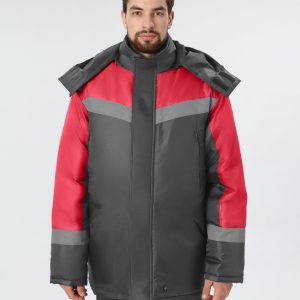 Куртка зимняя Лигор СОП (тк.OxLine,90), т.серый/красный