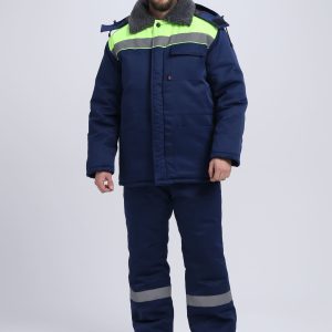 Костюм зимний на пуговицах Квайл-1 СОП (тк.Смесовая,210) брюки, т.синий/лимонный