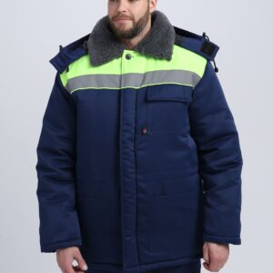Костюм зимний на пуговицах Квайл-1 СОП (тк.Смесовая,210) брюки, т.синий/лимонный