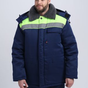 Костюм зимний на пуговицах Квайл-1 СОП (тк.Смесовая,210) брюки, т.синий/лимонный