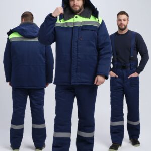 Костюм зимний на пуговицах Квайл-1 СОП (тк.Смесовая,210) брюки, т.синий/лимонный