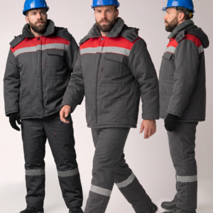 Костюм зимний на пуговицах Квайл-1 СОП (тк.Смесовая,210) брюки, т.серый/красный