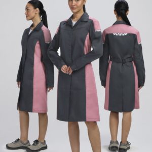 Халат женский ProfLineSpecialist (тк.Смесовая,240), серый/розовый