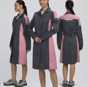 Халат женский ProfLineSpecialist (тк.Смесовая,240), серый/розовый