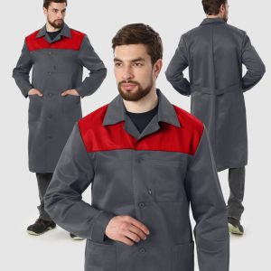 Халат Лигор (тк.Смесовая,210), т.серый/красный